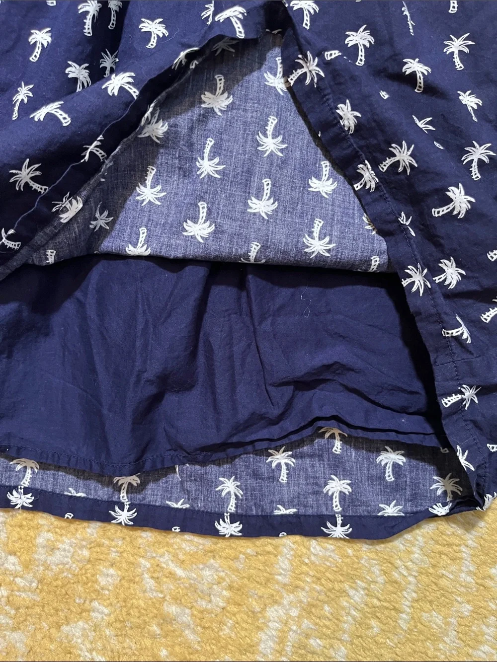 Gymboree Navy Palm-Print Cold Shoulder Dress Size8 Lined 100% Cotton